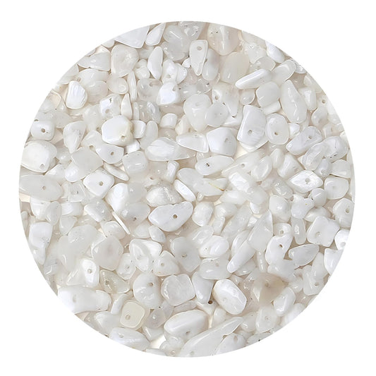 Natural Chip Stone Beads 450pcs White Moonstone Chips 5-8mm Genuine Real Irregular Healing Crystal Rocks Hole Drilled DIY Loose Gemstone Beads for Jewelry Making Bracelet Earrings Necklace Crafting