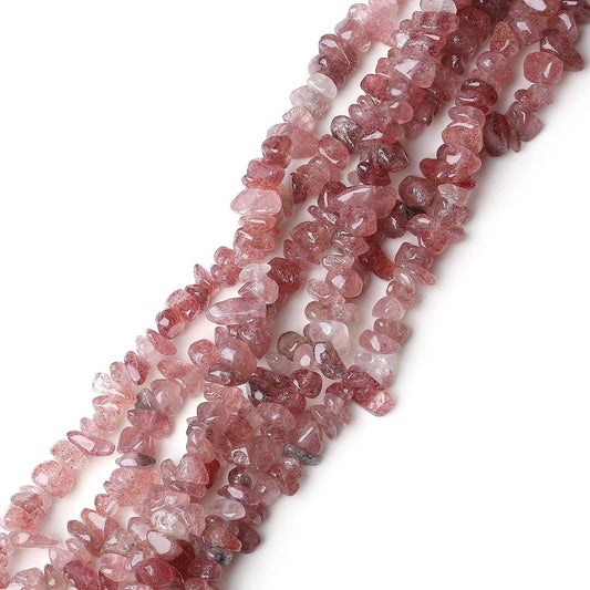 LAIDANLA Strawberry Quartz 400pcs Natural Chip Stone Beads 5-8mm Healing Crystal Irregular Gemstones Drilled DIY Loose Rocks Bead Crystal for Bracelet Earrings Necklace Jewelry Making Crafting