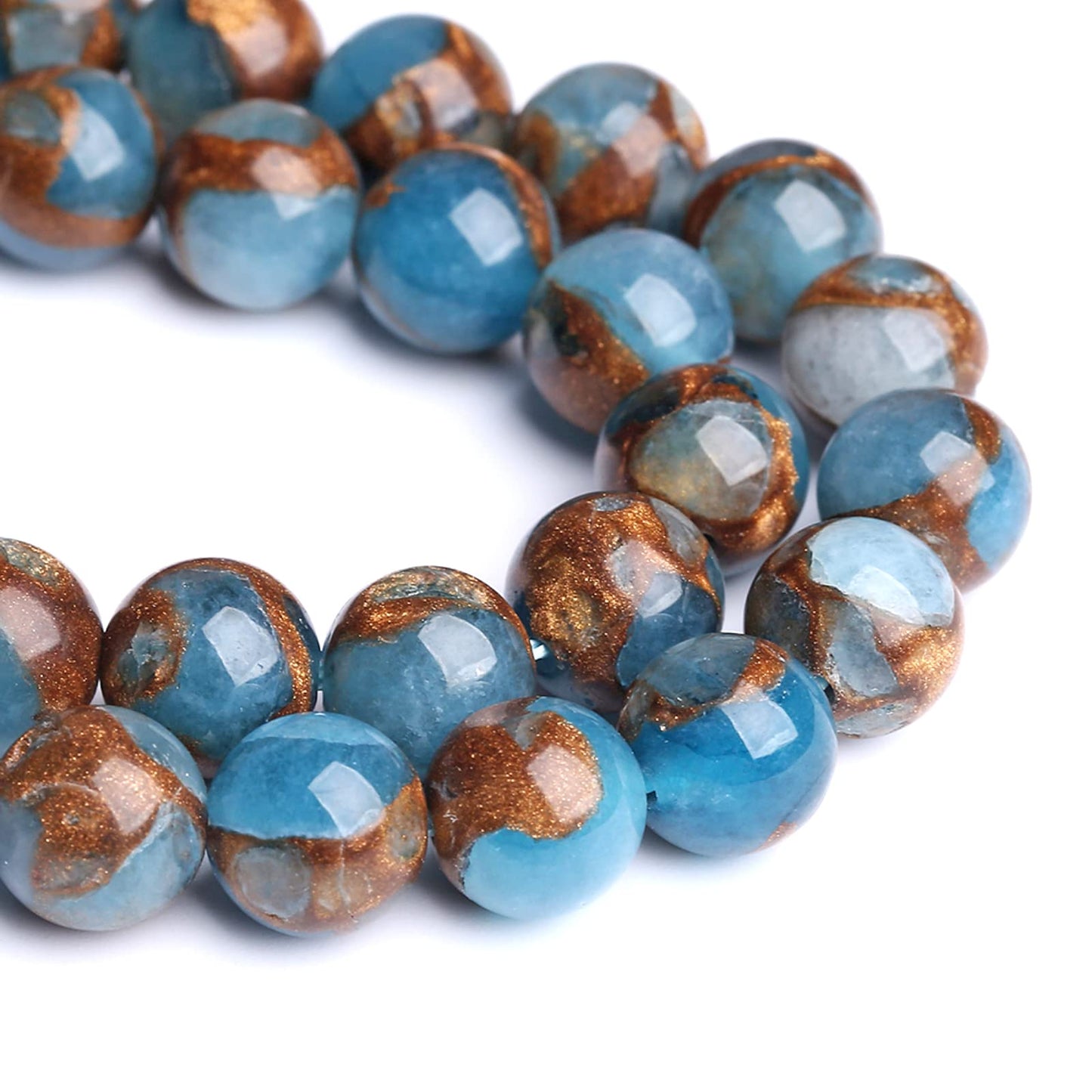 90PCS 8MM Lake Blue Cloisonne Craft Spacer Loose Beads for Jewelry Making DIY Bracelet