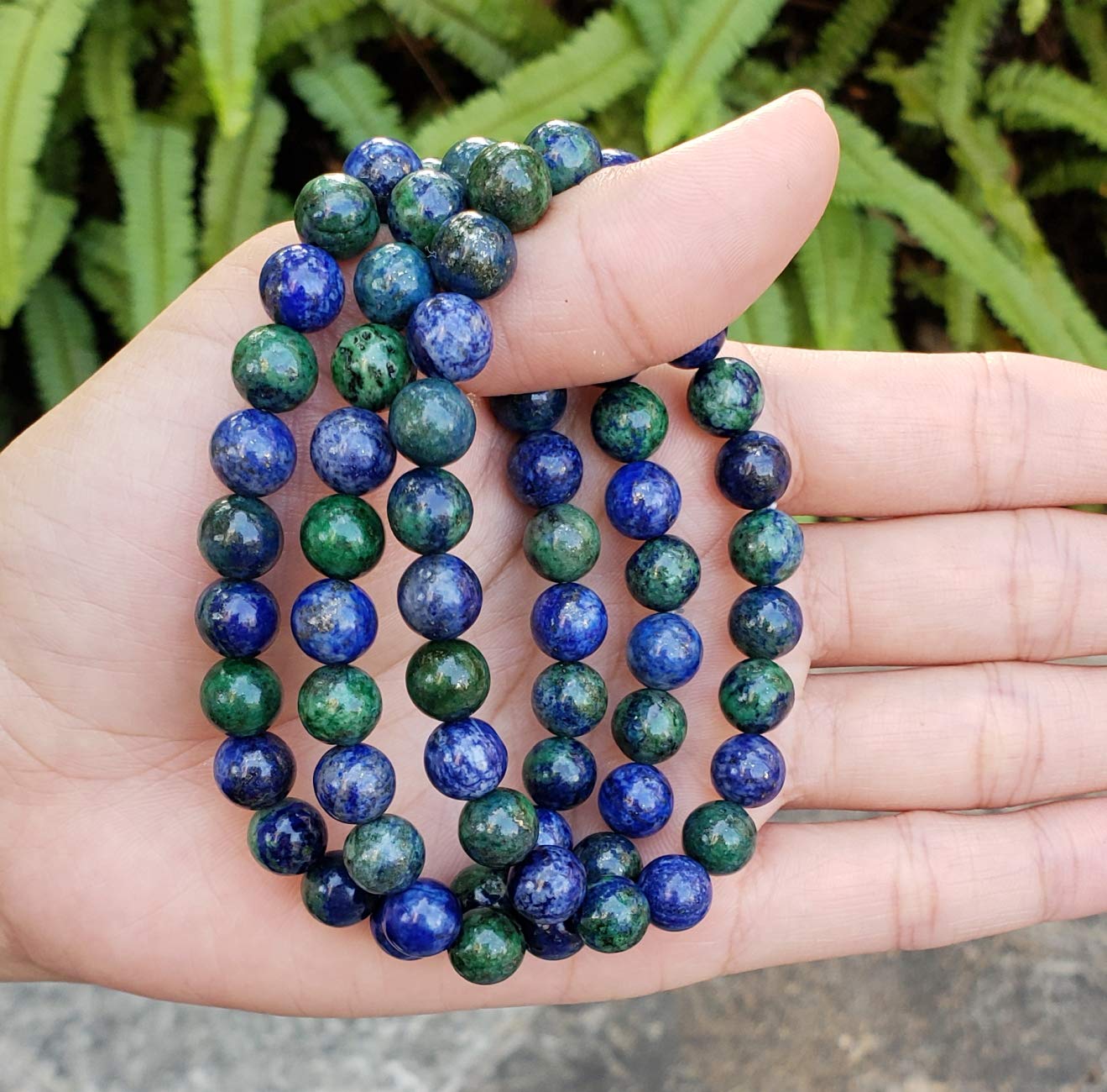 Adabele Real Natural Lapis Chrysocolla Bracelet 8.5 inch Stretch Gemstone Beaded Bracelet Chakra Healing Crystal Stone Jewelry Women Mom Gift (Unisex) GB8-D21
