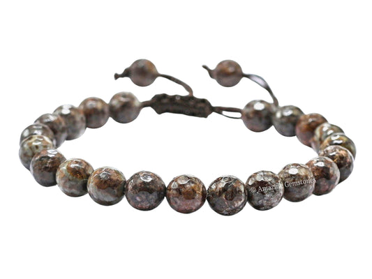 Amazing Gemstone Brown Snowflake Obsidian Bracelet for Women - Chakra Mens Bracelet Protection Crystals and Healing Stones - Blessing Bracelet Spiritual Meditation Gift Christmas