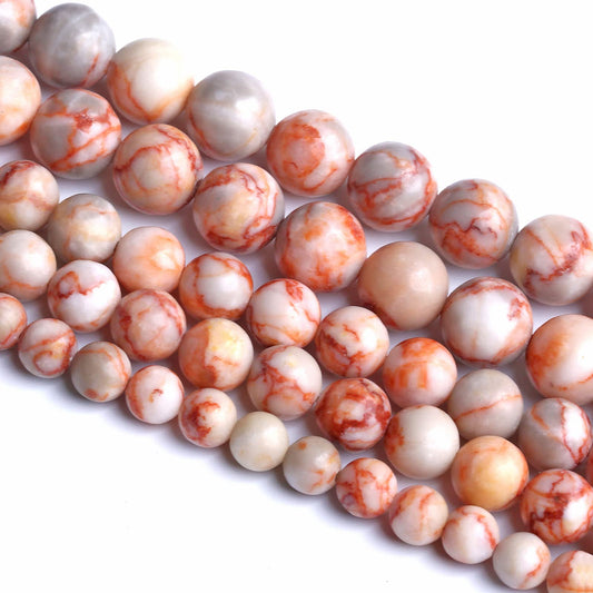 8MM 45PCS Natural Stone Red Network Jasper Loose Beads for Jewelry Making DIY Bracelet