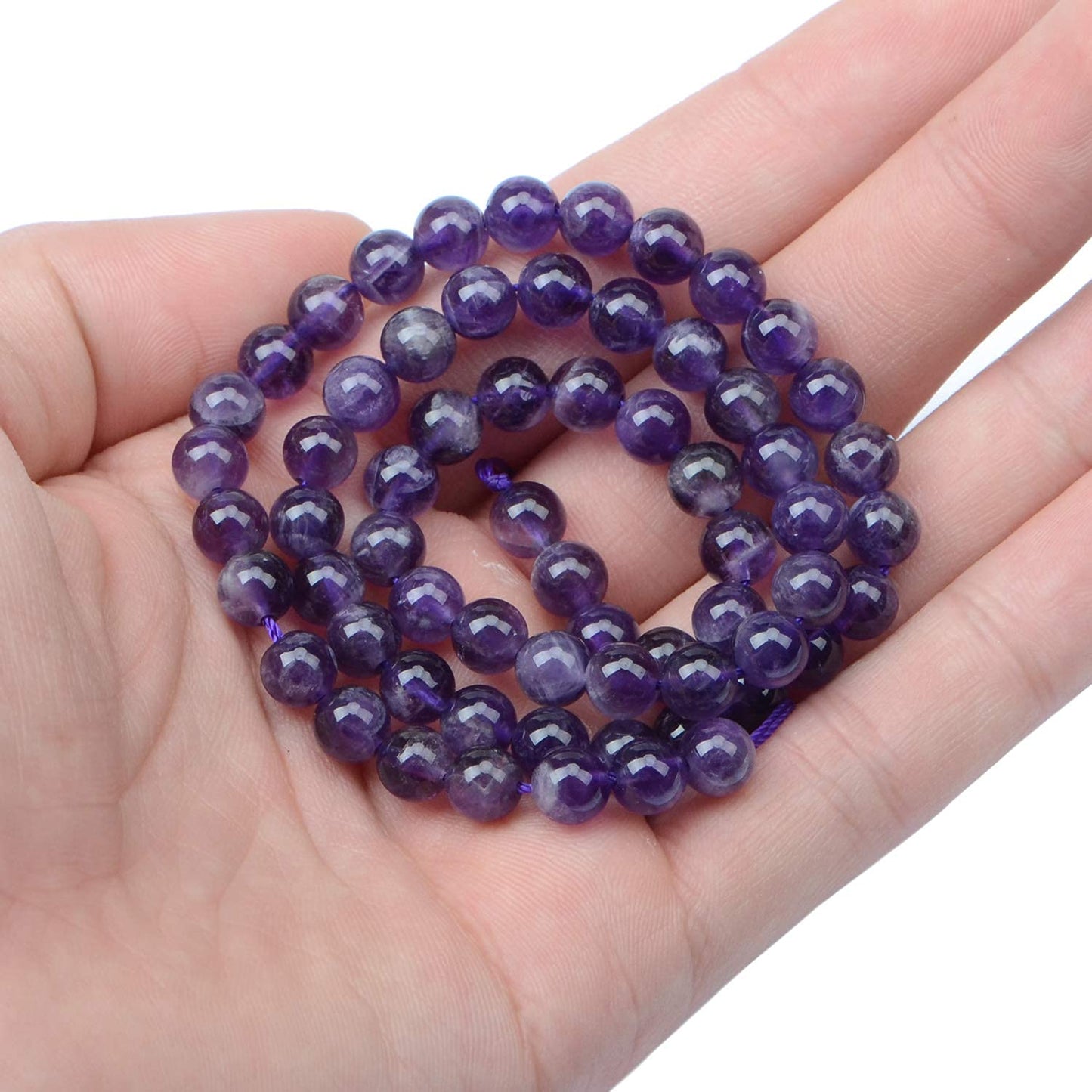 AD Beads Natural Gemstone Round Loose Beads 15" for Bracelet Necklace Earrings Jwelery Making Crafts DIY (4mm, Purple Amethyst)
