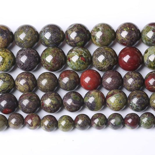 Natural Dragon Blood Jasper Beads Round Loose Energy Healing Stone Beads for Jewelry Making DIY Bracelet 10mm 38pcs 15 Inch