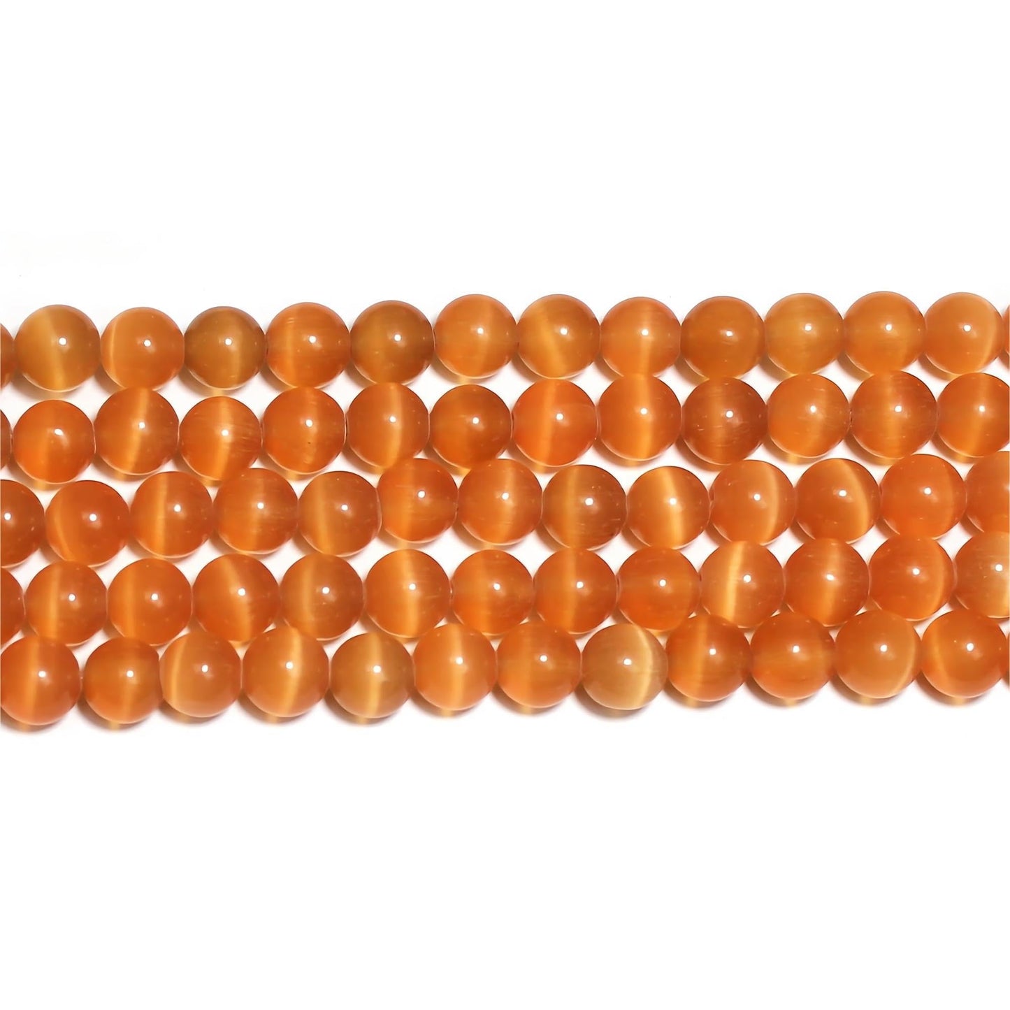 MJDCB 180pcs Orange Cat Eye Stone Beads 6mm Round Crystal Loose Bead for Jewelry Making DIY Bracelets Necklace Accessories