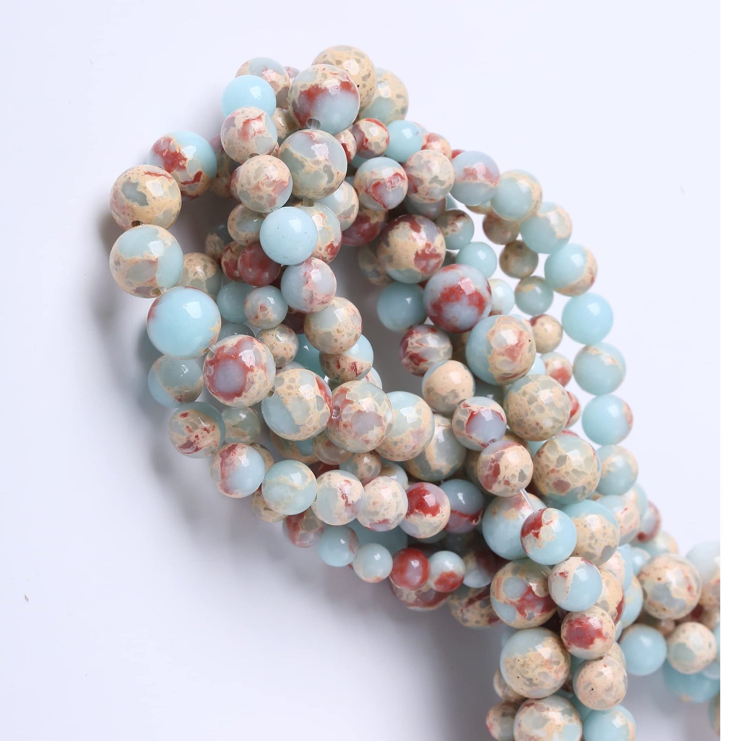 8MM Longevity Mountain Round Loose Beads Natural Gem Beads Crystal Energy Stone Beads for Jewelry Making DIY Bracelet Necklace