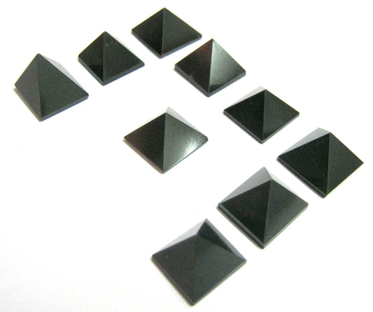 CRYSTALMIRACLE Set of Nine Black Agate Gemstone Mini Bagua Pyramids Crystal Healing Reiki FENG Shui Men Women Gift Energy Metaphysical Meditation Peace Health Wealth Deflector Wellness Psychic Power