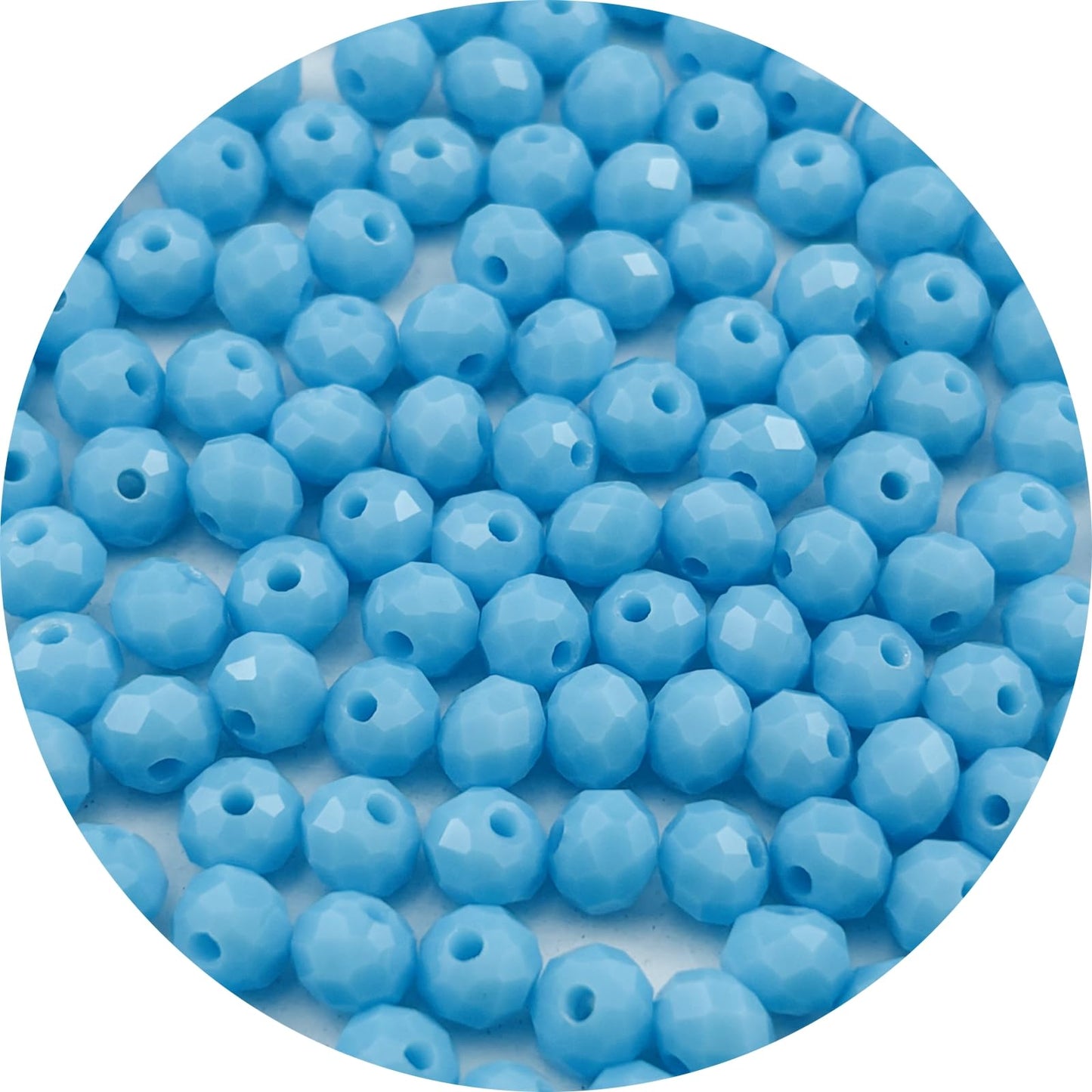 Pinhoollgo 200pcs 6mm Crystal Glass Beads Faceted Rondelle Glass Spacer Beads for Bracelets Necklace Pendants Earrings Key Chains Jewelry Making(Lake Blue Porcelain)