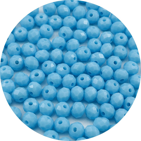 Pinhoollgo 200pcs 6mm Crystal Glass Beads Faceted Rondelle Glass Spacer Beads for Bracelets Necklace Pendants Earrings Key Chains Jewelry Making(Lake Blue Porcelain)