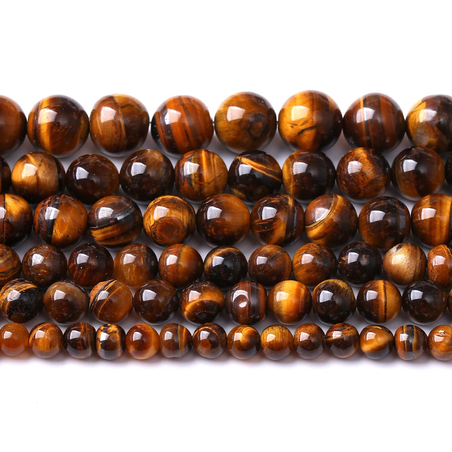 8MM Natural Stone Yellow Tiger Eye Stone with Iron Mine Beads for Jewelry Making DIY Bracelet 2 Strands 90PCS