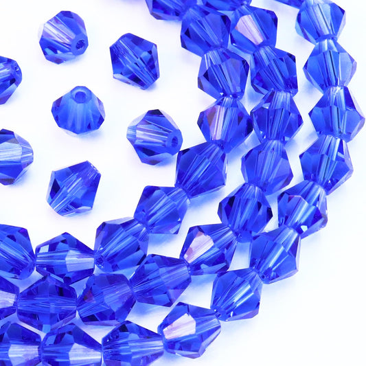 Dowarm 250PCS 6MM Faceted Bicone Crystal Beads for Crafts, Jewelry Making, DIY Bracelet, Necklace, Dolls, Wine Charms, Wind Chimes, Suncatchers, Loose Spacer Glass Beads, Medium Blue