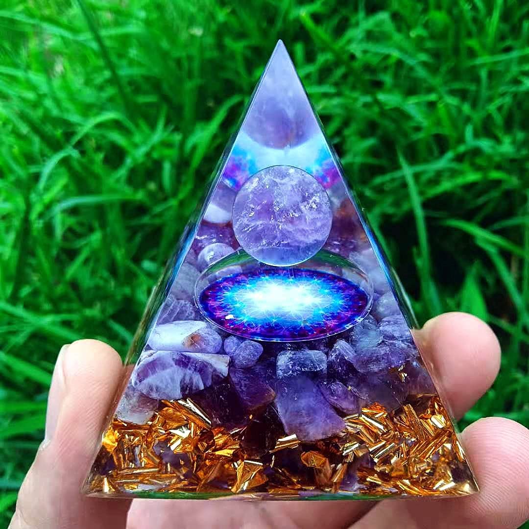 ycyingcheng Moonstone Crystal Orgone Pyramid Ogan Crystal Energy Tower, Nature Reiki Chakra Crushed Stone Jewelry, Crystal Pyramid for Home Decor (Crystal Pyramid-20)