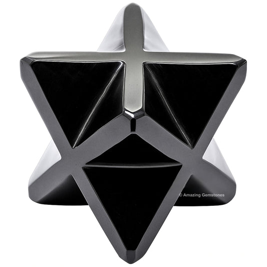 Amazing Gemstone Black Obsidian Merkaba Crystal - 0.75 Inches Metaphysical Merkaba Star for Meditation - Energetic Tetrahedron Crystal and Healing Stones for Spiritual Growth and Healing (15-20mm)