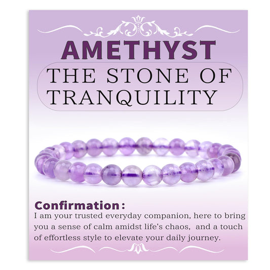 Bymitel 6mm Amethyst - Handmade Reiki Gemstone Stretch Bracelet, Natural Beauty & Spiritual Essence, Crystal Healing for Unisex Adults
