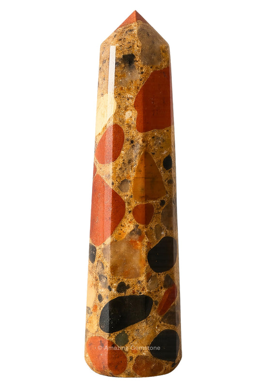 Amazing Gemstone Spotted Jasper Crystal Towers - Natural Healing Crystal Point Obelisk for Reiki Healing and Crystal Grid (3" to 4" INCH)
