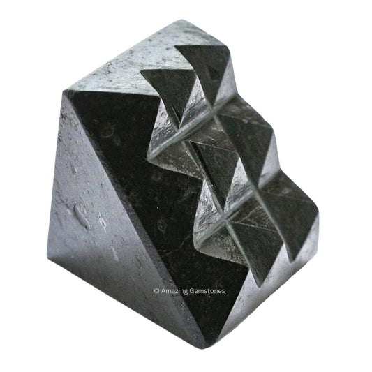 Amazing Gemstone Black Tourmaline Crystal Pyramid with 9 Pyramid Plate Bottom - 1" Mini Pyramid Figurine of Natural Stone Pyramid for Meditation, Reiki, Chakra Balancing Vastu Pooja and Crystal Grids