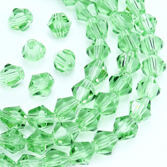 Dowarm 100PCS 8MM Crystal Bicone Beads for Crafts, Jewelry Making, DIY Bracelet, Necklace, Dolls, Wine Charms, Wind Chimes, Suncatchers, Bulk Faceted Loose Glass Beads, Light Green
