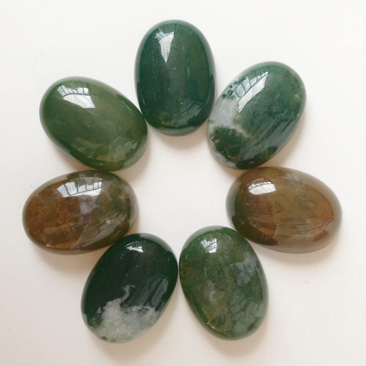 Bacatgem 7 Pcs India Agate Oval Cabochons Flatback Crystal Stone Gemstones Beads for Jewelry Making DIY,18x13mm