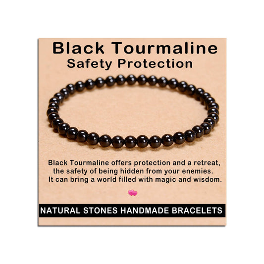 AD Beads Handmade Gemstone Stretch Elastic Bracelet Crystal Healing Reiki Nature's Beauty and Spiritual Essence Unisex (10mm, Black Tourmaline (Best Protection))
