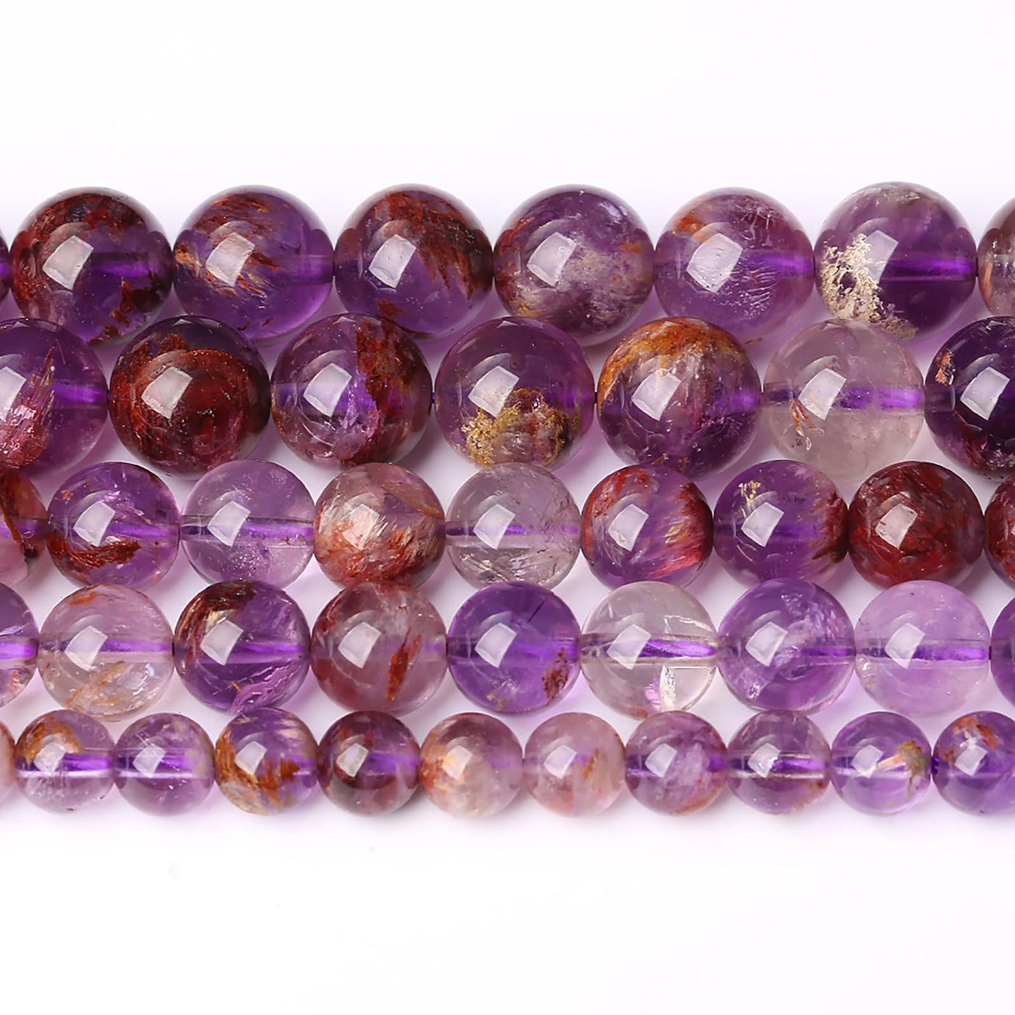 8MM 45PCS Natural Gemstone Purple Ghost Crystal Stone Beads for Jewelry Making DIY Bracelet