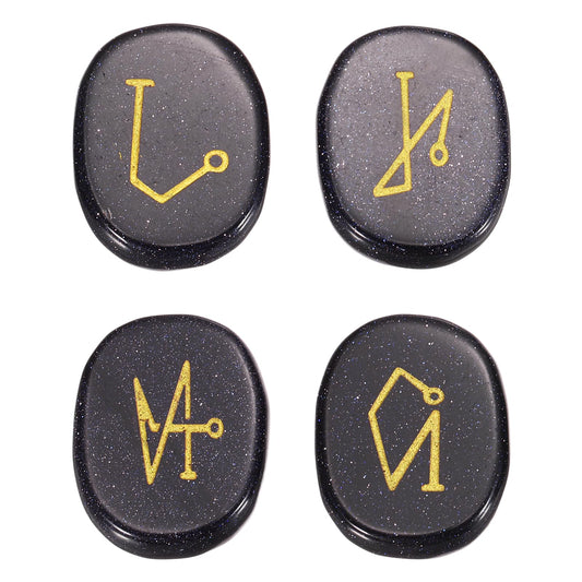 MECCANIXITY 4Pcs Engraved Chakra Stones with Reiki Symbols, Sea Sediment Jasper Reiki Healing Crystal Gemstone 7 Chakra Crystal Stones Tumbled Palm Stone for Anxiety Relieve