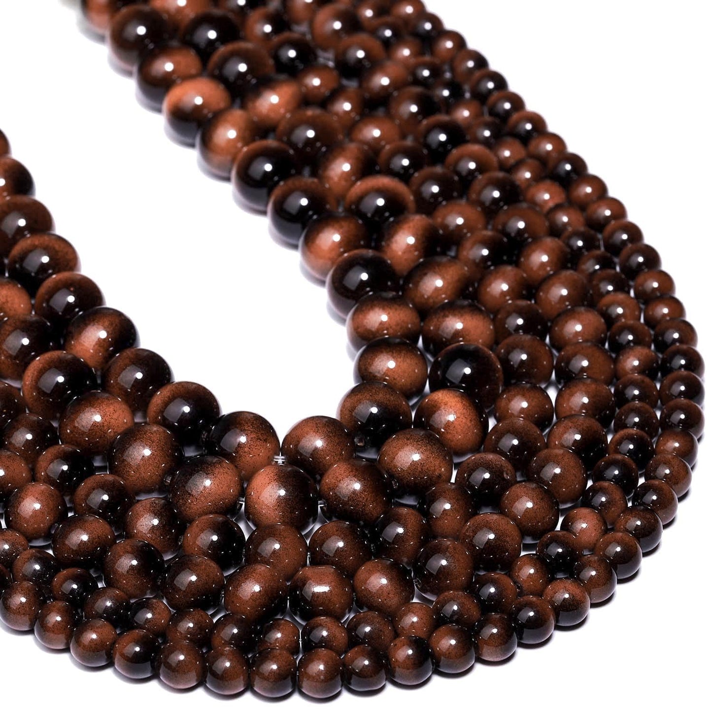 Song Xi 60PCS 6mm Brown Tiger Eye Gemstone Beads for Jewelry Making, Round Smooth Glass Beads for DIY Bracelet Necklace Earring Keychain, Arts and Crafts, for Christmas Wedding Birthday