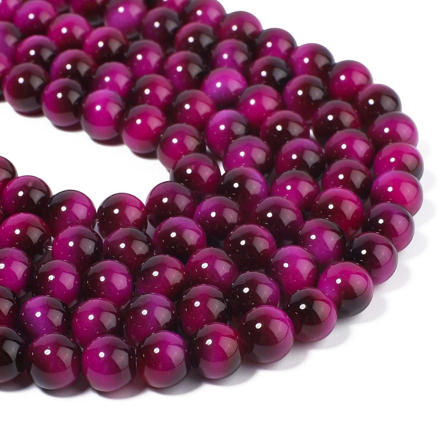 Song Xi 28PCS 12mm Rose Pink Tiger Eye Gemstone Beads for Jewelry Making, Round Smooth Glass Beads for DIY Bracelet Necklace Earring Keychain, Arts and Crafts, for Christmas Wedding Birthday