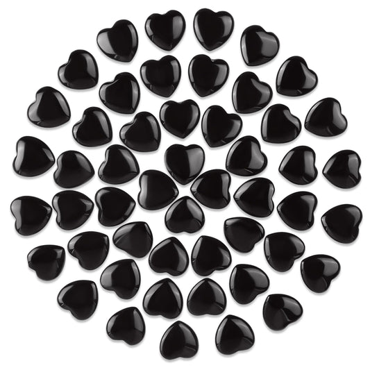 Gerrii 50 Pcs Heart Healing Stone Bulk Quartz Heart Inspirational Stones Gift for Women Love Pocket Polished Natural Energy Balancing Meditation 0.8 Inch(Black)