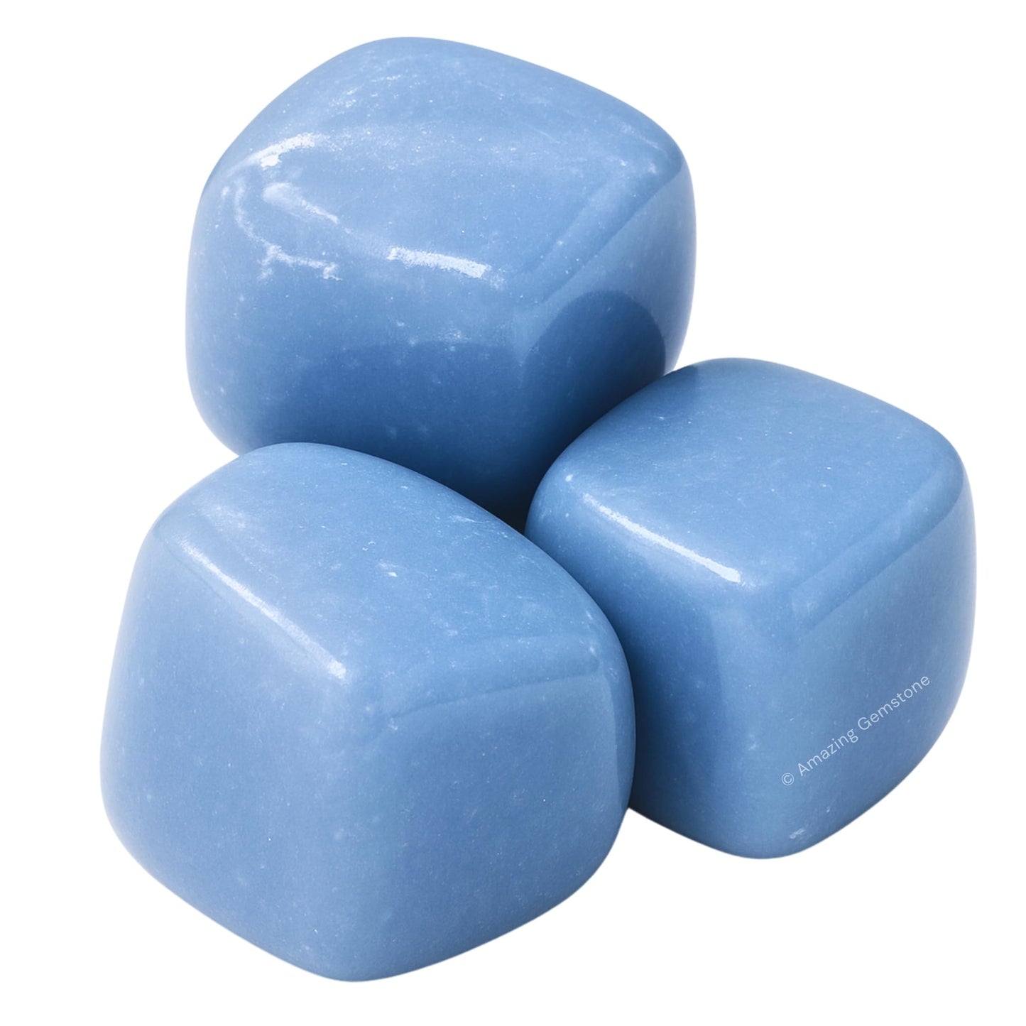 Amazing Gemstone Angelite Crystals and Healing Stones Tumbled - 1 oz, Natural Healing Stones for Energy Balance, Stress Relief - Premium Polished Gems Rocks for Meditation & Wellness