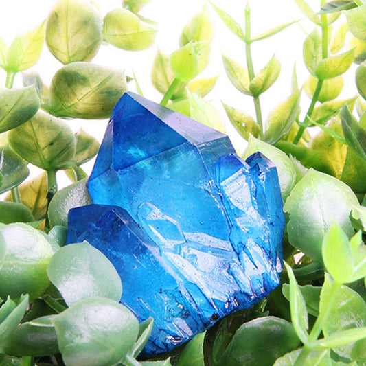Wixine 1Pcs Blue Color Titanium Natural Quartz Cluster Crystal Gemstone Specimens