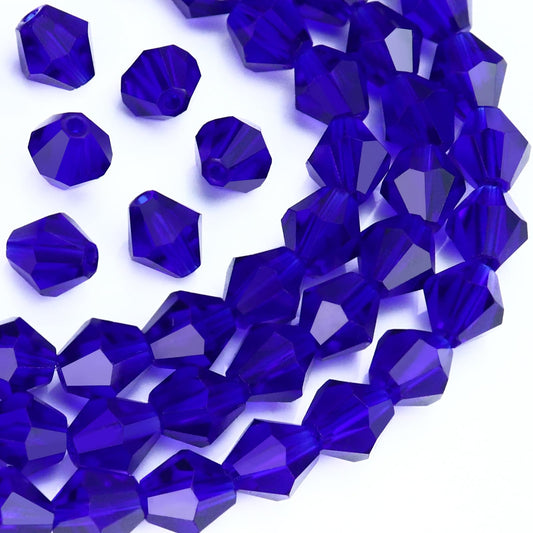Dowarm 100PCS 8MM Crystal Bicone Beads for Crafts, Jewelry Making, DIY Bracelet, Necklace, Dolls, Wine Charms, Wind Chimes, Suncatchers, Bulk Faceted Loose Glass Beads, Dark Blue