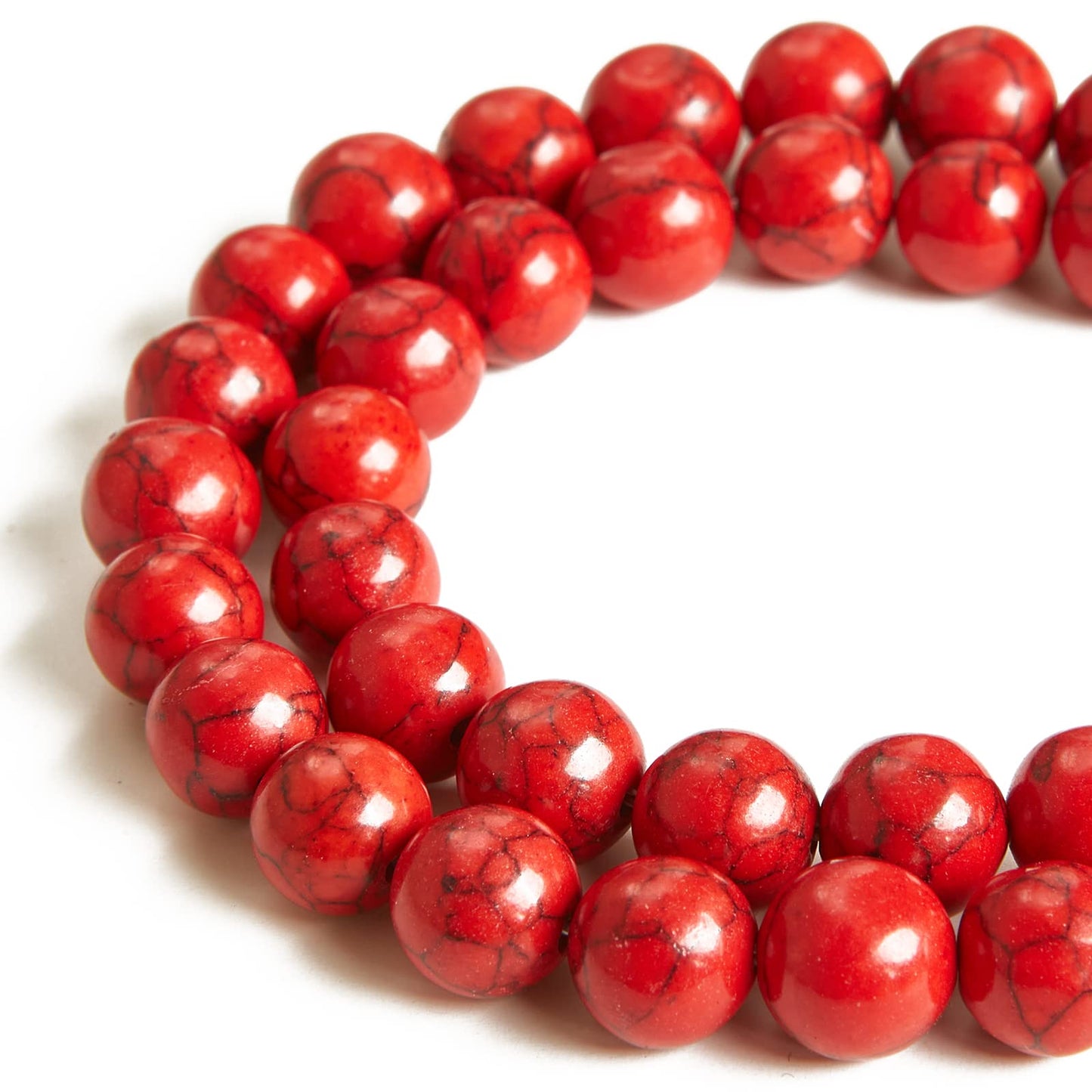 100pcs 10mm Red Turquoise Beads Natural Gemstone Beads Round Loose Beads for Jewelry Making