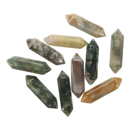 MECCANIXITY 10 Pack Gray Agate Quartz Crystals, Polished Crystals Bulk Hexagonal Shaped Meditation Gemstone for Jewelry Making Energy Balance Accessories Gifts