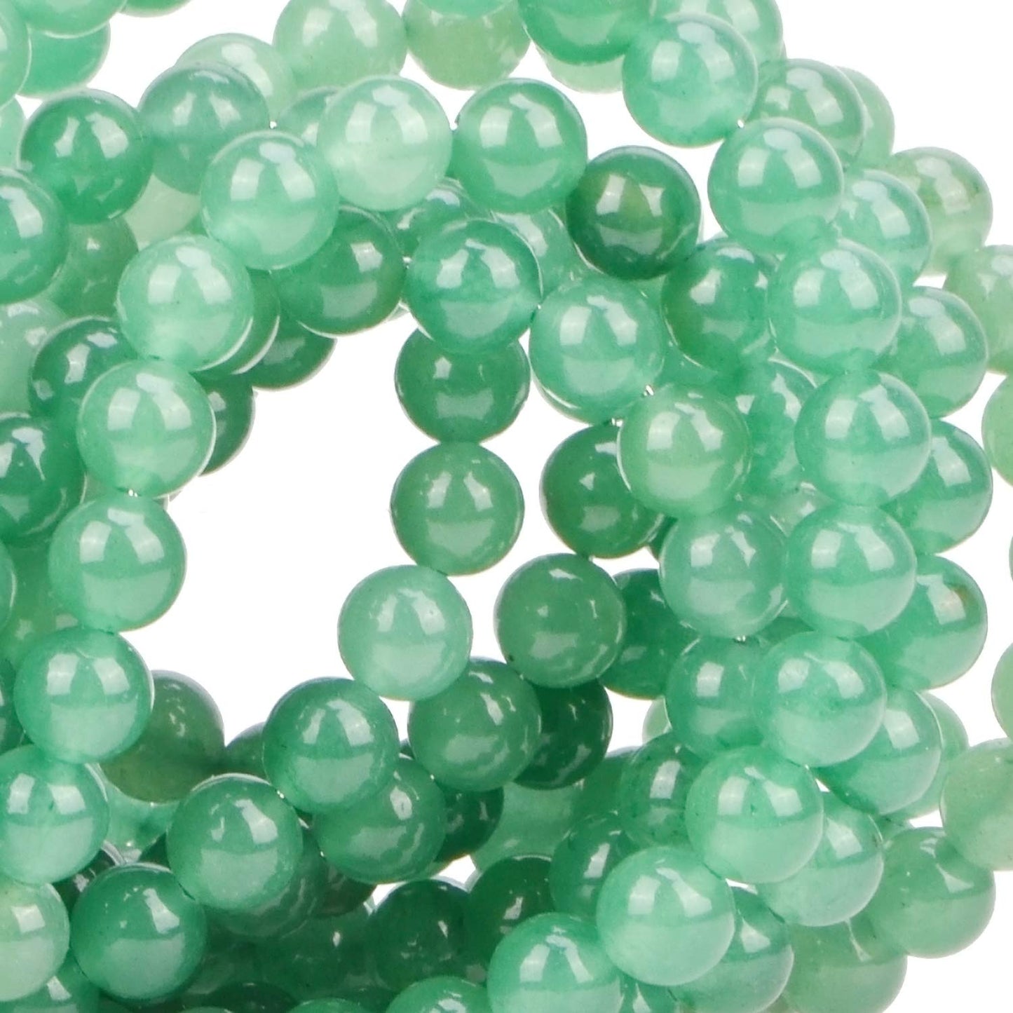 80Pcs Natural Crystal Beads Stone Gemstone Round Loose Energy Healing Beads with Free Crystal Stretch Cord for Jewelry Making (Green Aventurine, 10mm)