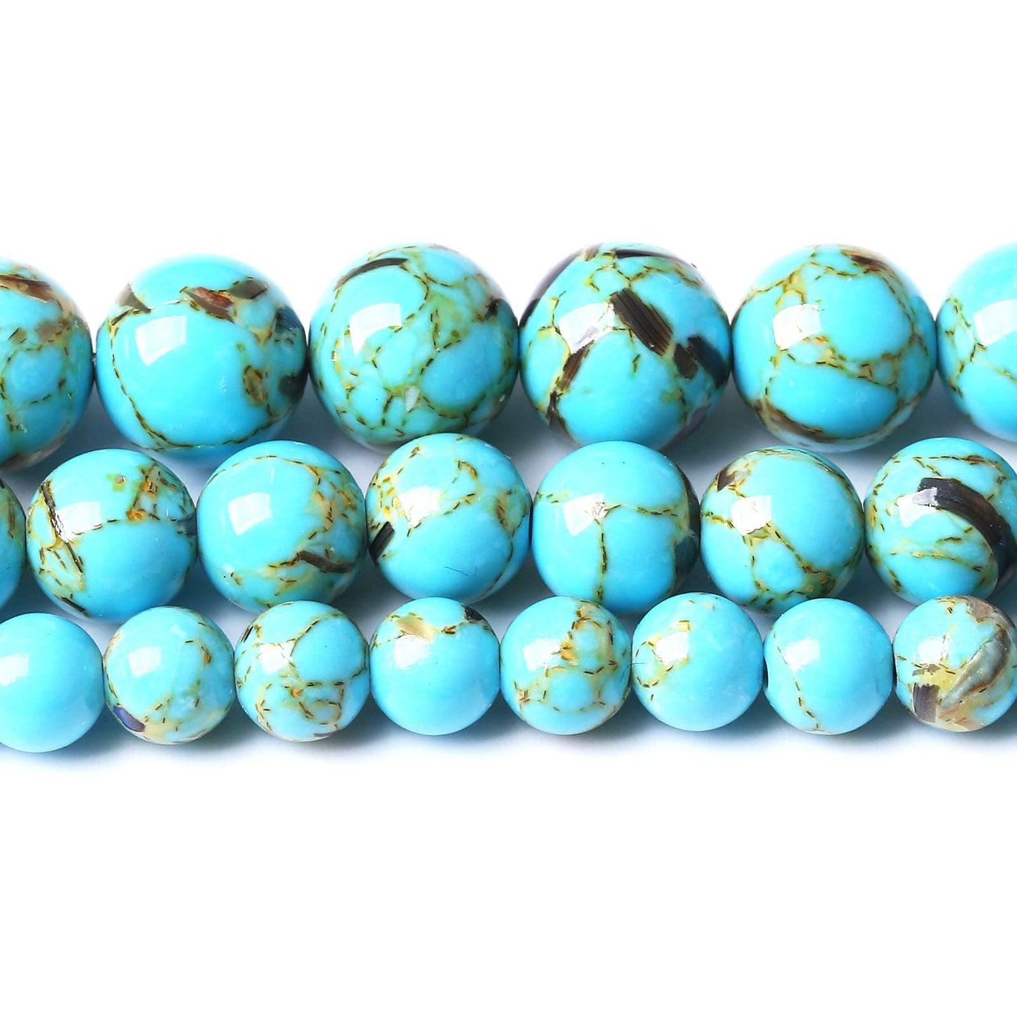 32PCS 12MM Beads Shell Turquoise Beads with Mother-of-Pearl Round Loose Beads Natural Gem Beads for Jewelry Making 15"