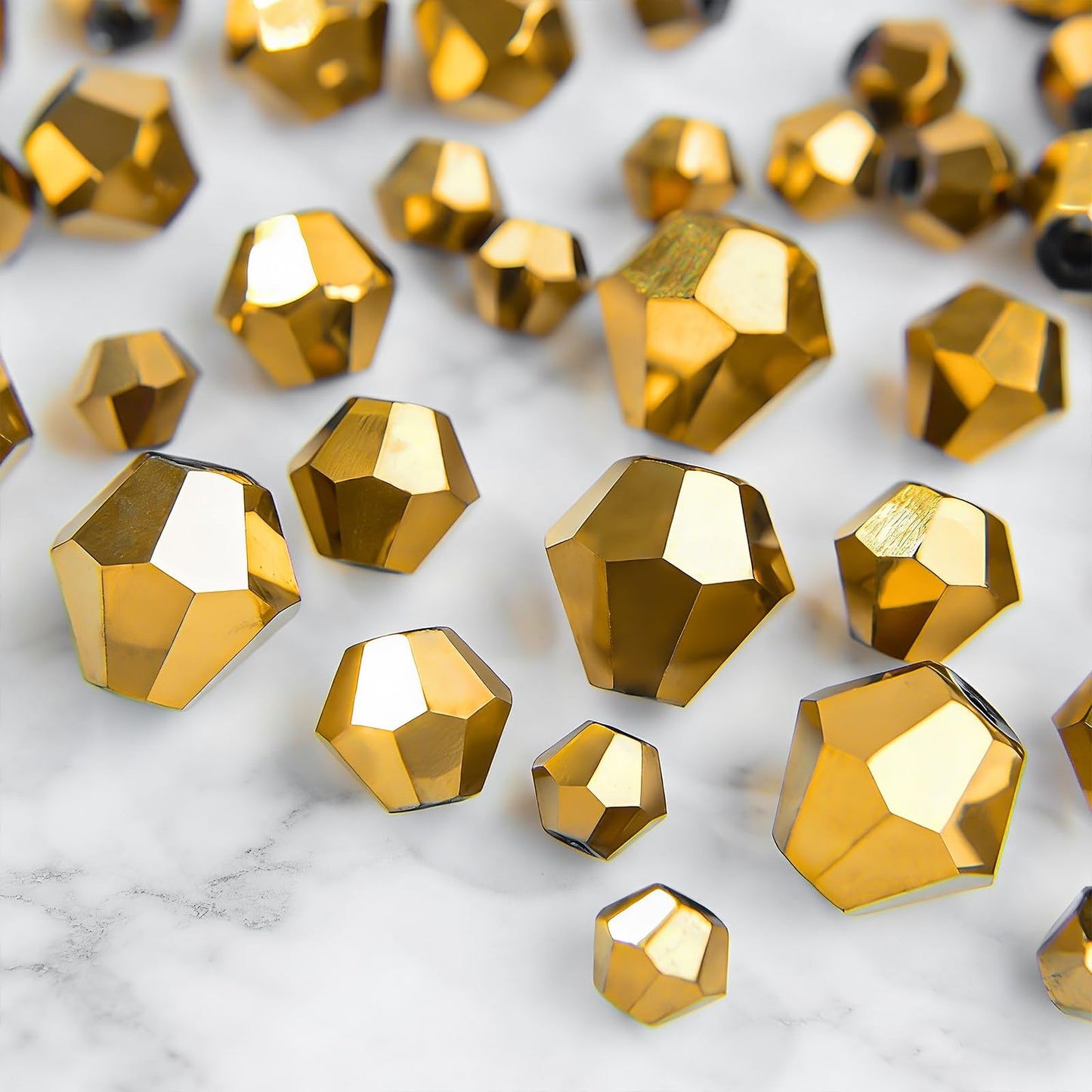 1550PCS Bicone Crystal Glass Beads Set for Jewelry Making, 3mm 4mm 6mm 8mm Sparkling Faceted Beads Sorted by Size for Bracelets, Necklaces, Suncatchers & DIY Crafts(Coffee Gold)