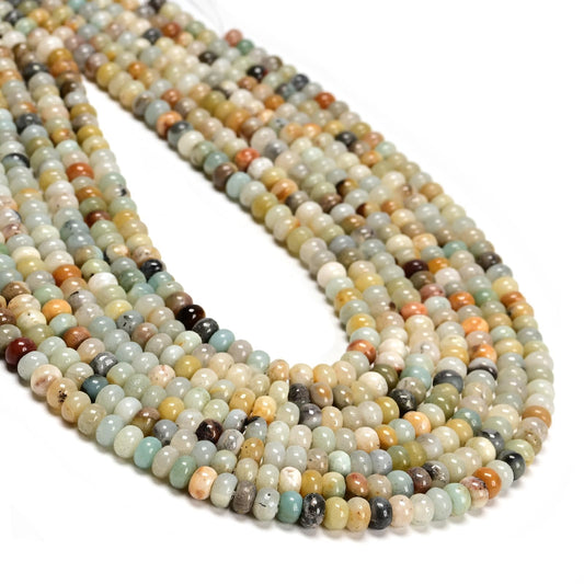 ICAI 4x6mm Natural Rondelle Beads – Loose Gemstone Spacers for DIY Jewelry Making (Color Amazonite)