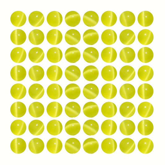 MJDCB 60pcs Lemon Yellow Cat Eye Stone Beads 6mm Round Crystal Loose Bead for Jewelry Making DIY Bracelets Necklace Accessories