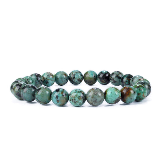 Cherry Tree Collection African Turquoise Beaded Bracelet – Genuine 8mm Gemstone Stretch Bracelet for Men & Women – Handmade Crystal Bracelet - (African Turquoise - S)