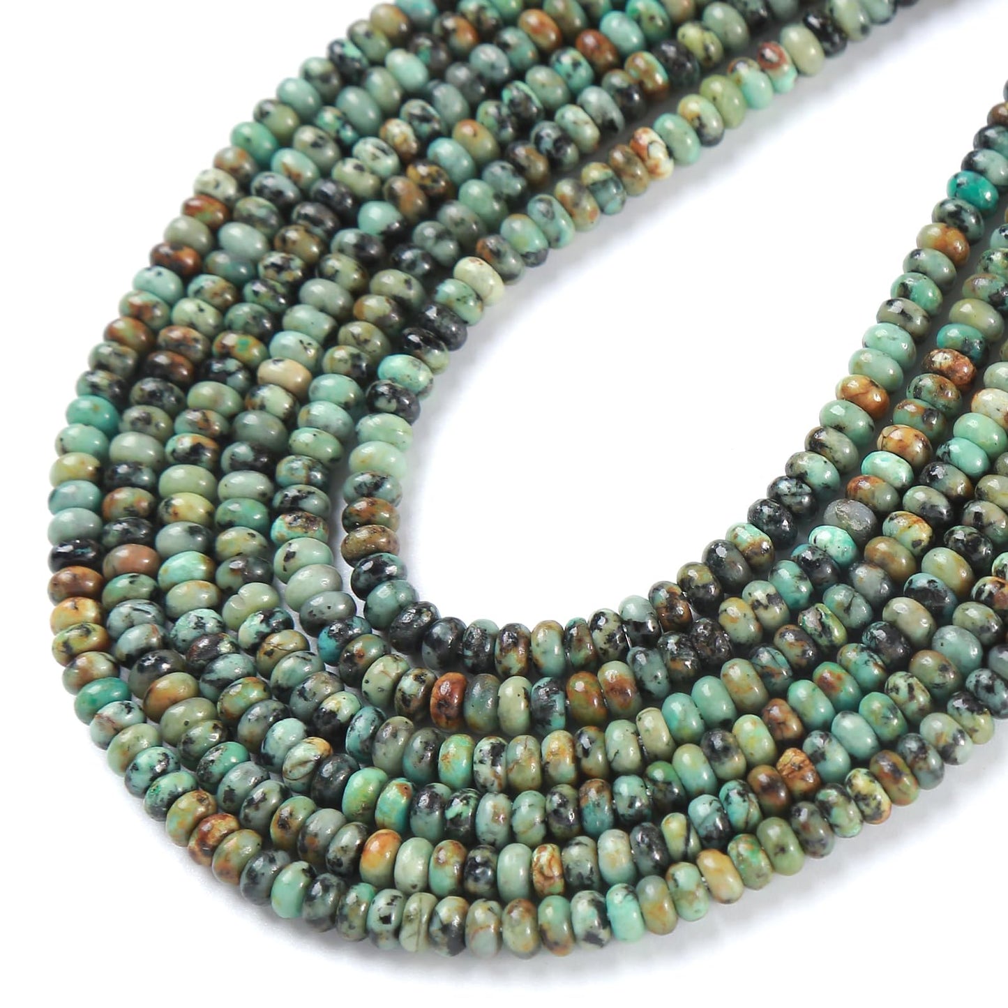 2x4MM 150PCS African Turquoise Disk Tube Rondelle Abacus Natural Stone Spacer Loose Beads for Jewelry Making Bracelet DIY Accessories