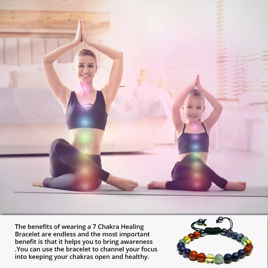 ANAYA AGATE Healing Crystal Bracelet – Chic Gemstone Bracelet for Men and Women – 8mm Round Bead Bracelets for Spiritual Healing, Protection, Positive Energy - Seven Chakra