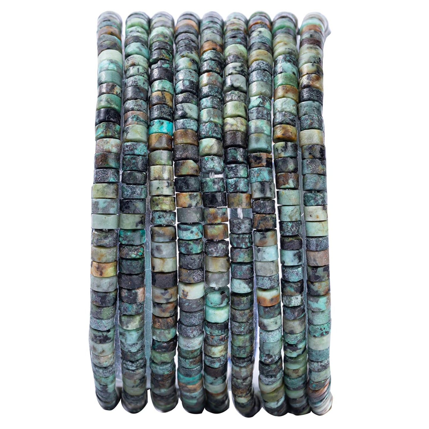 Natural African Turquoise Stone Spacer Beads 4x2mm 38cm/str Flat Round Loose Semi Gemstone Caps for Making Bracelets Necklace