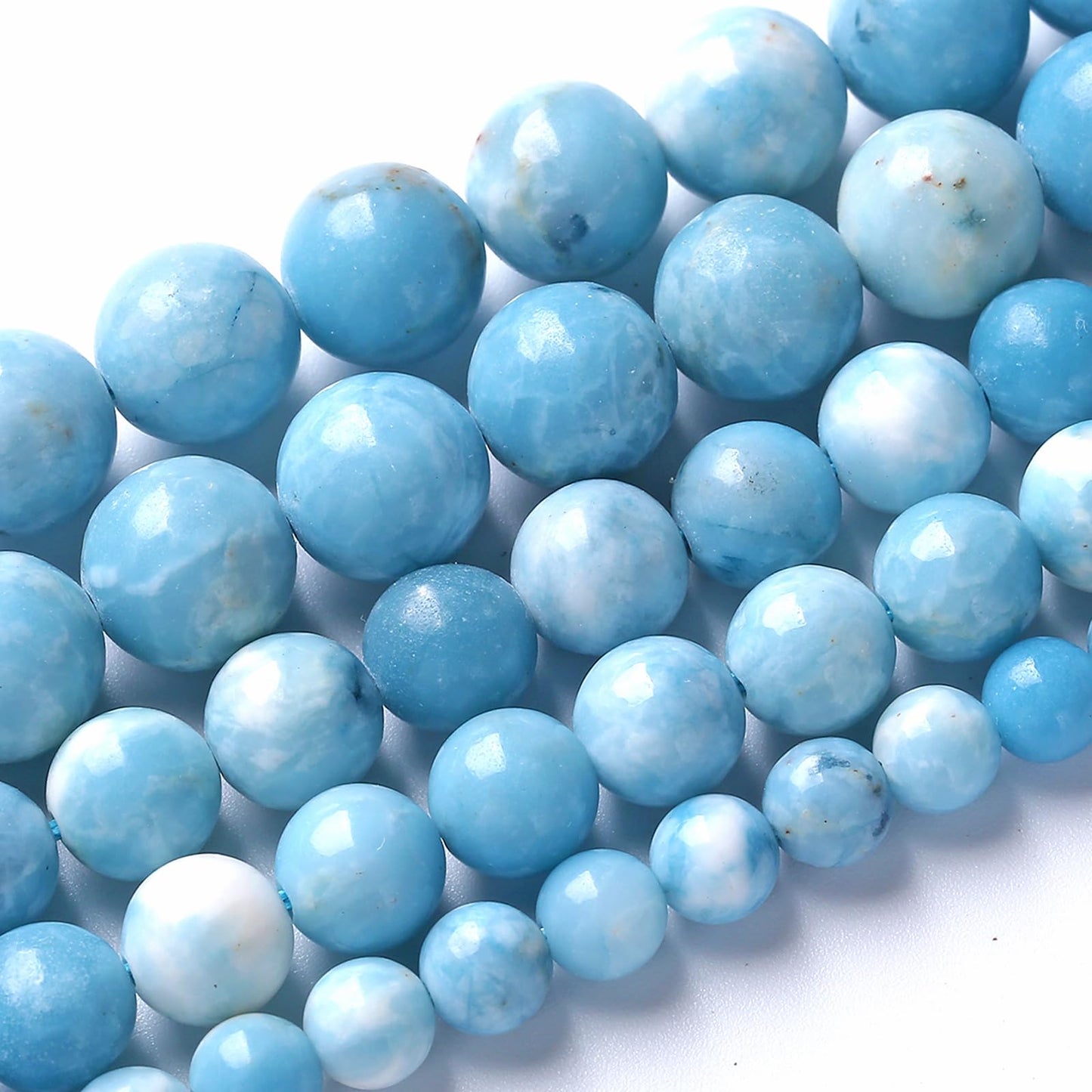12MM Natural Larimar Blue Gemstone Beads Stone Round Loose Beads for Jewelry Making DIY Bracelet 32pcs 1 Strands 15"