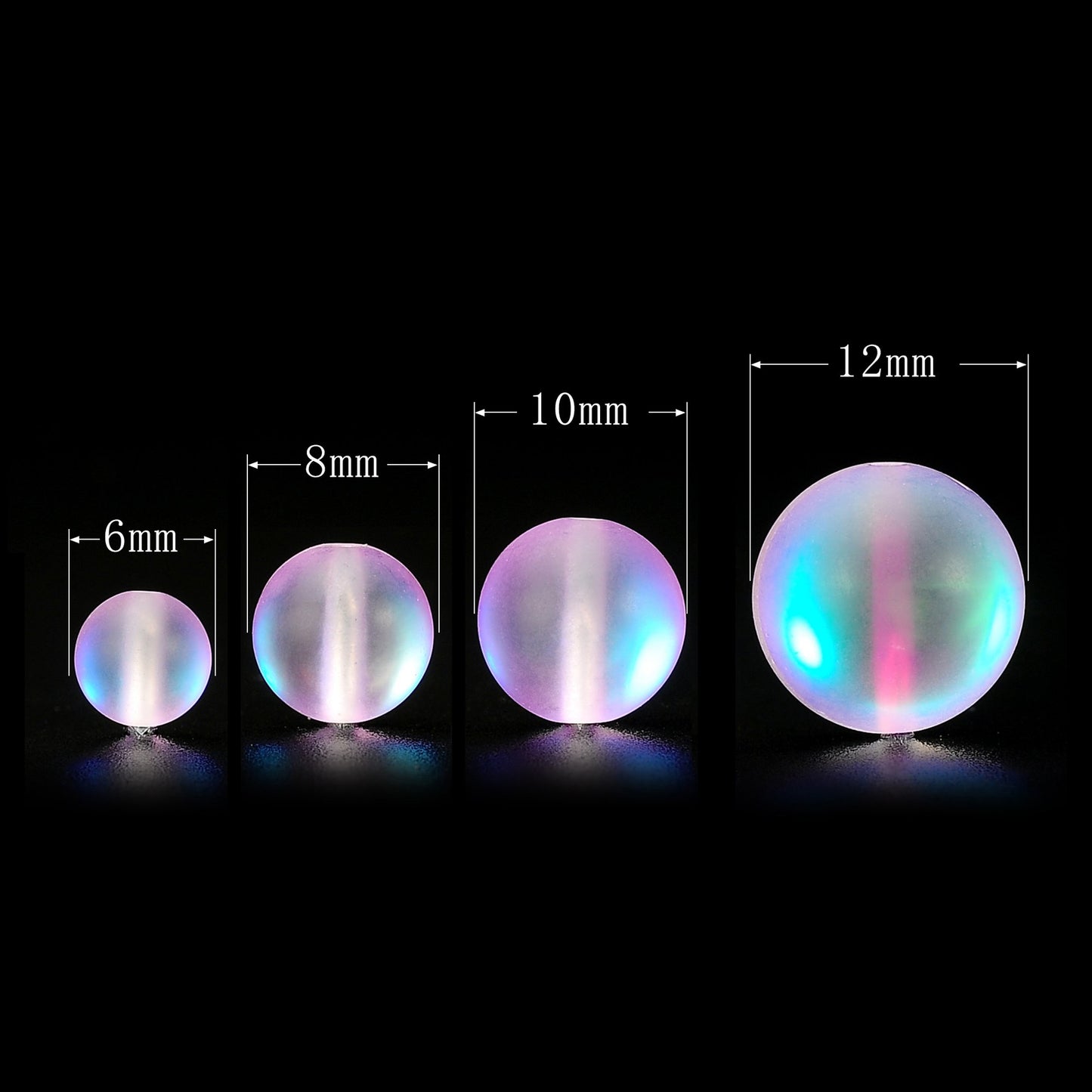 RUBYCA 8mm Round Moonstone Matte Crystal Glass Beads Aura for Jewelry Making Purple, 1 Strand