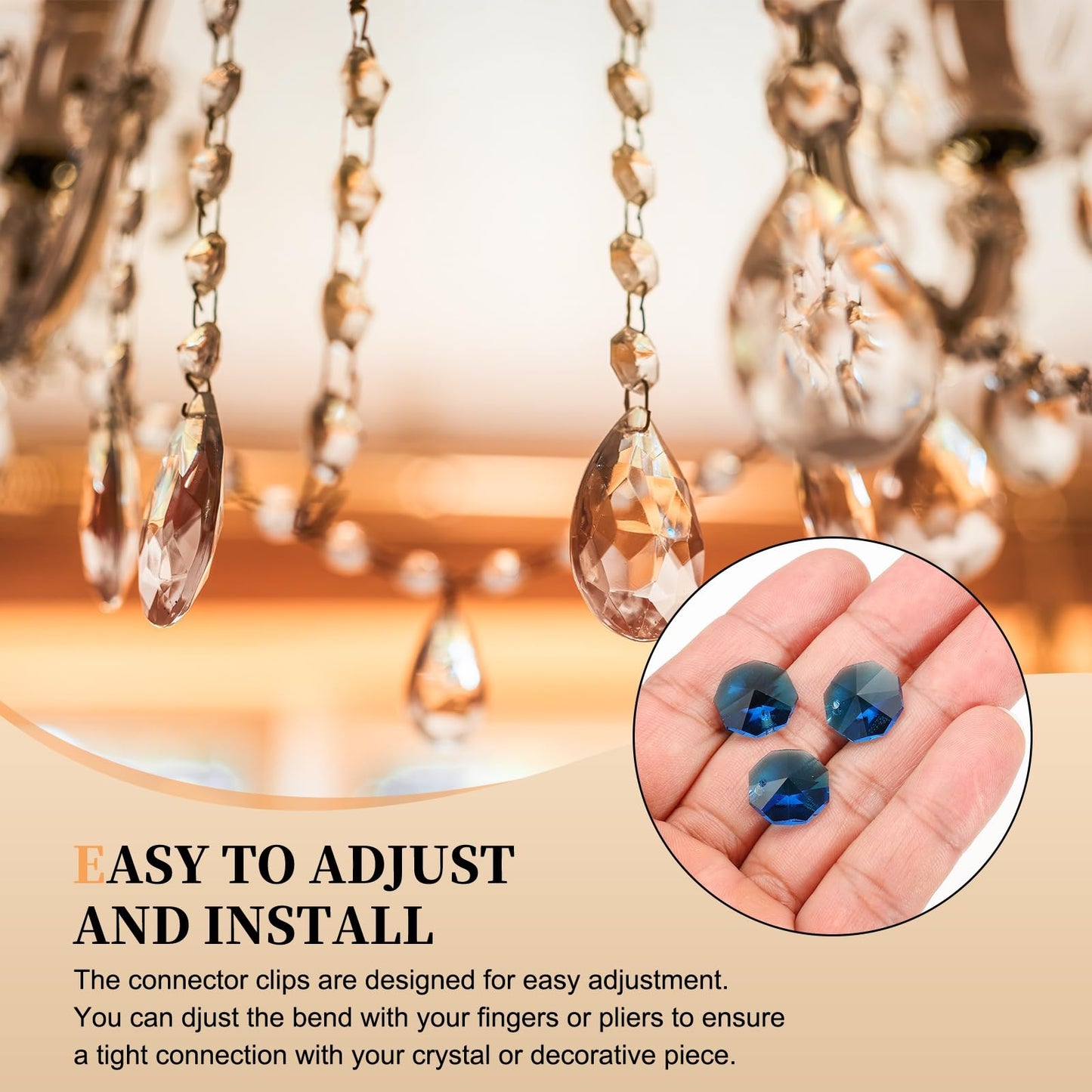 uxcell 50Pcs 1 Hole Crystal Octagon Beads, 14mm K9 Glass Hanging Chandelier Beads Prisms Parts for Crystal Chandeliers Lamp Hanging Pendant Jewelry DIY Craft, Peacock Blue