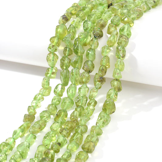 jodaying 6-8mm Natural Green Peridot Nuggets Oval Free Tumbled Pebble Semi Precious Gemstone Loose Stone Beads Approx 15.5 inch for DIY Jewelry Making
