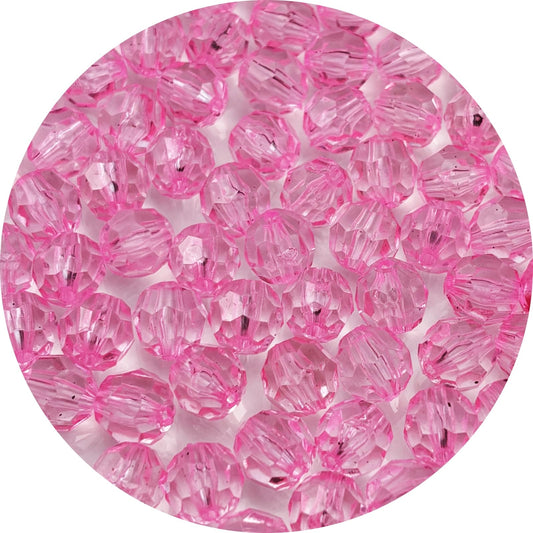 YUEXIGO 1000pcs 6mm Acrylic Round Faceted Beads for Crafts Faceted Spacer Beads for Sewing Crafts Decoration Necklaces Bracelets Earrings Jewelry Making(Pink)