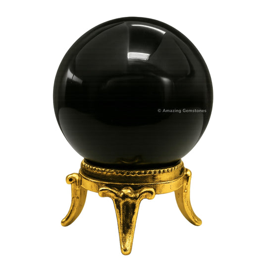 Amazing Gemstone Black Agate Crystal Ball with Stand - 2" Inches Crystal Sphere Meditation Balls for Witchcraft and Decorative Balls