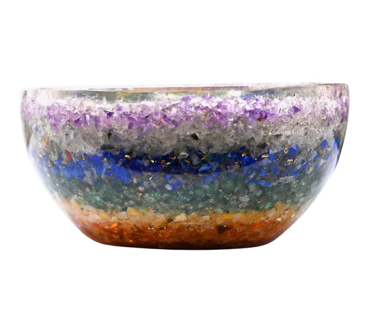 Amazing Gemstone Chakra Orgonite Orgone Crystal Gemstone Bowl - 2" Orgonite Chakra Crystal Bowl for Meditation, Crystals and Healing Stones Gift and Protection