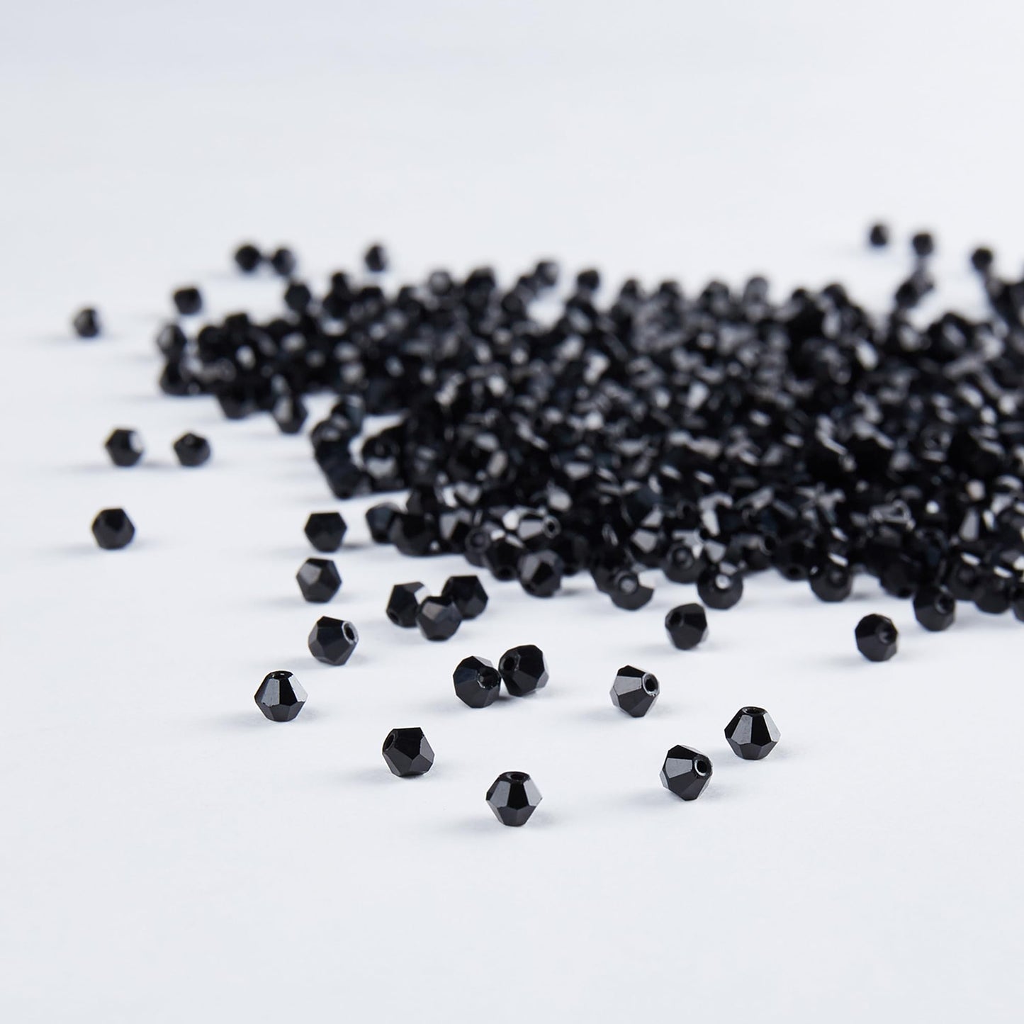 Laopottbeads 1100pcs Black 4mm Bicone Crystal Beads for Jewelry Making – Small Faceted Glass Beads for Bracelets, Earrings, Loc Sprinkles, DIY Crafts